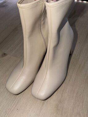 Target White Stretch Square-Toe Ankle Booties